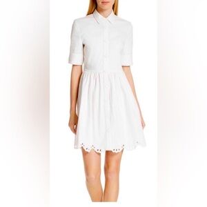 Kate Spade Broome Street White Cutwork Denim Button Down Dress Rare Find